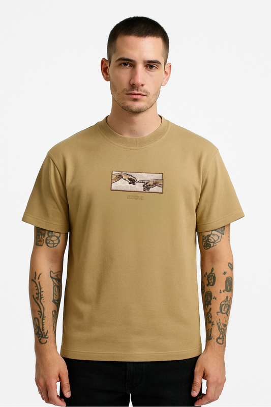 Adam Hand Stitched Beige Oversized T-shirt